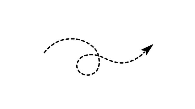 Transparent Background Dotted Arrow Animation for Creative Direction, Progress, Movement and Modern Motion Graphic Design