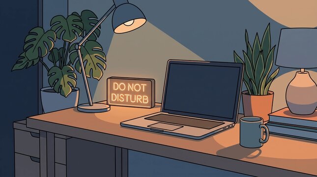 Remote Work Boundaries and Mental Health Concept Illustration