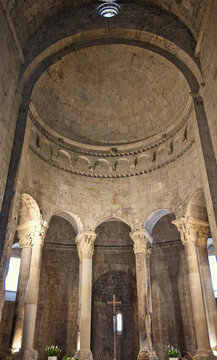 Romanesque Interior of Sant Pere Church in Besal&uacute;, Catalonia