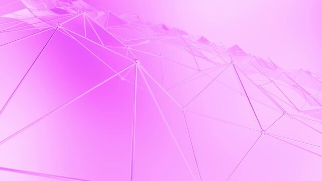 3D Abstract Light Pink Geometric Wireframe Polyhedral Mesh Background