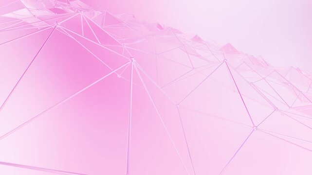 3D Abstract Light Pink Geometric Wireframe Polyhedral Mesh Background
