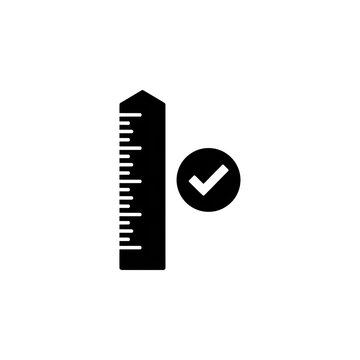 Measuring ruler icon with checkmark symbol for precision and quality assurance.