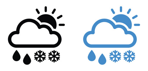 Obraz premium Winter Weather Cloud Rain Snow and Sun Icon Set