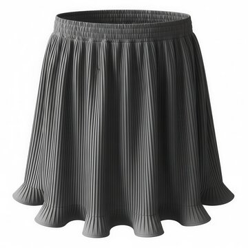 Elegant grey pleated skirt with flared hem and gathered waistband
