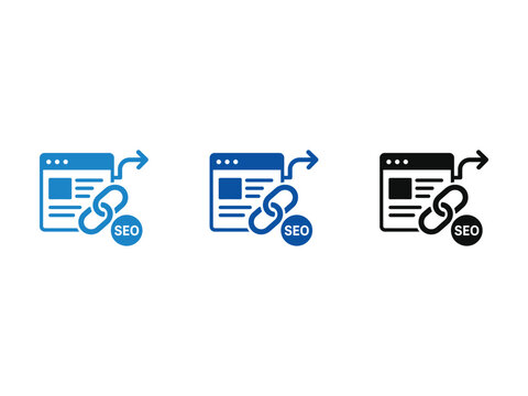 Set of SEO backlink icon designs for web development and digital marketing.