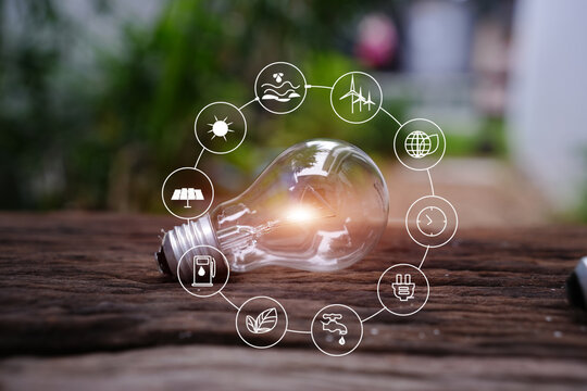 Green Energy and Sustainable Technology Concept with Light Bulb