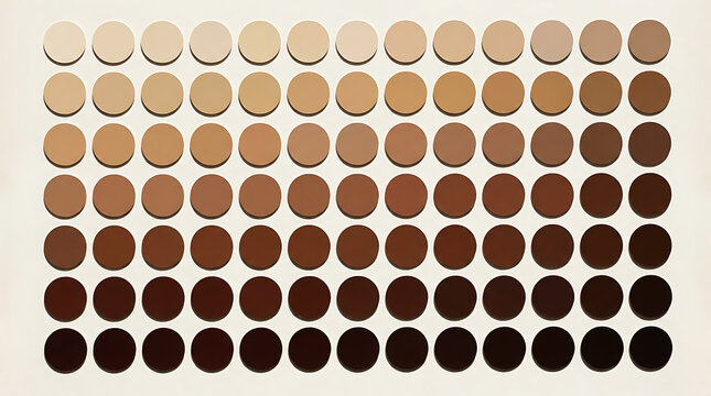 Human Skin Tone Color Palette Chart Circles Gradient from Light to Dark Shades