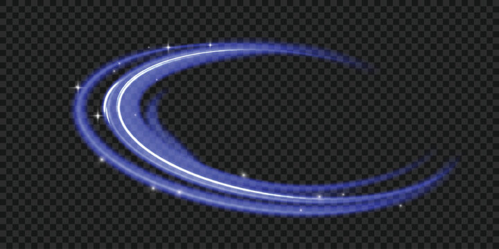 Blue Neon Ring Glow Effect &ndash; Abstract Light Speed Lines, Glowing Circular Frame and Futuristic Motion Ellipse