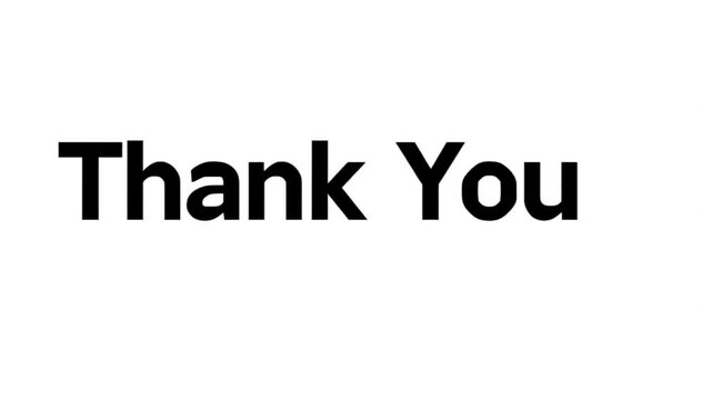 Black thank text with blinking cursor on clean white background