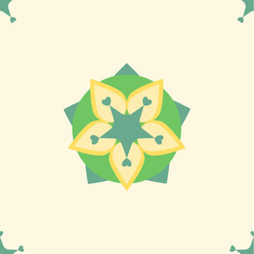 Geometric floral flower vector Seamless Pattern with star and heart shape details