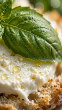 Basil Mozzarella Macro Detail Sandwich Ingredient Photography