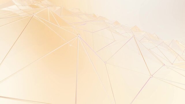 3D Abstract Light Orange Geometric Wireframe Polyhedral Mesh Background