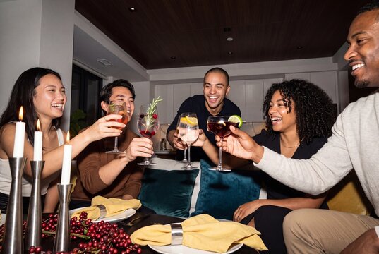 Friends Celebrating an Alcohol Free New Year Party