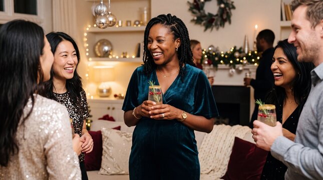 Pregnant Woman Enjoying an Alcohol Free New Year Celebration