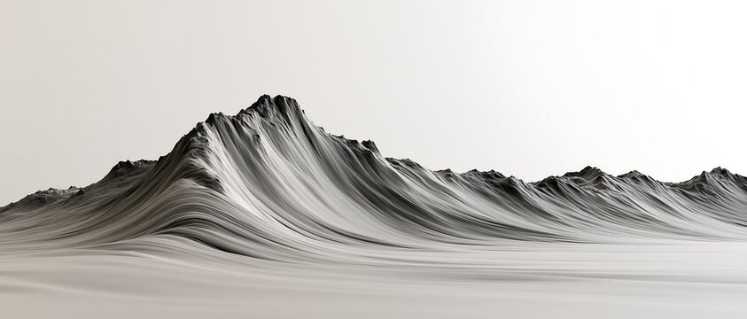 Minimalist black and white abstract mountain range landscape background
