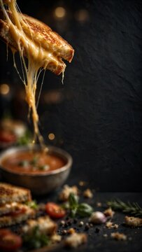 Grilled Cheese Pull Dark Food Photography