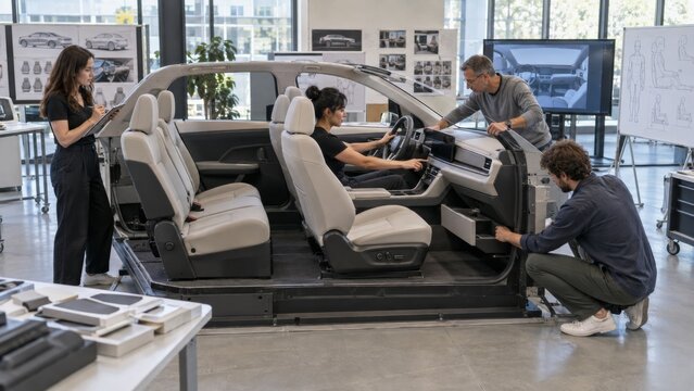 Automotive Design Team Developing Car Interior Prototype