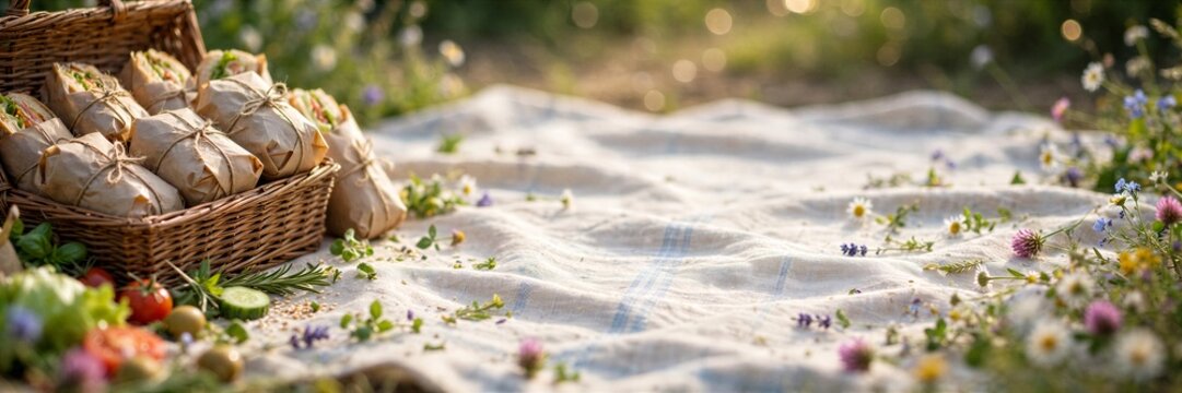 Picnic Blanket Negative Space Sandwich Ingredient Food Photography