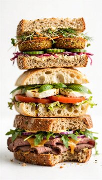 Sandwich Stack Vertical Food Photography for National Sandwich Day Photography
