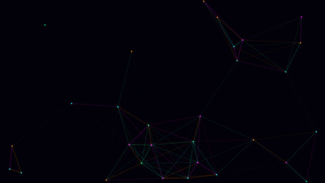 Abstract geometric network of colorful connected dots