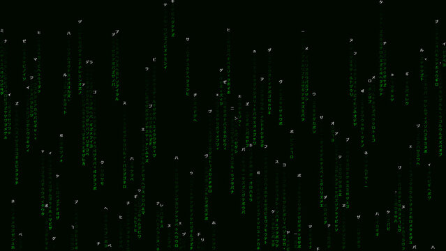 Green digital matrix code wallpaper background
