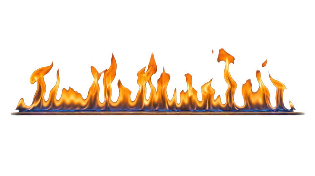A row of vibrant flames displays a fiery effect against a transparent background arson blaze burn combustible conflagration embers fire fireball flame flammable glow heat