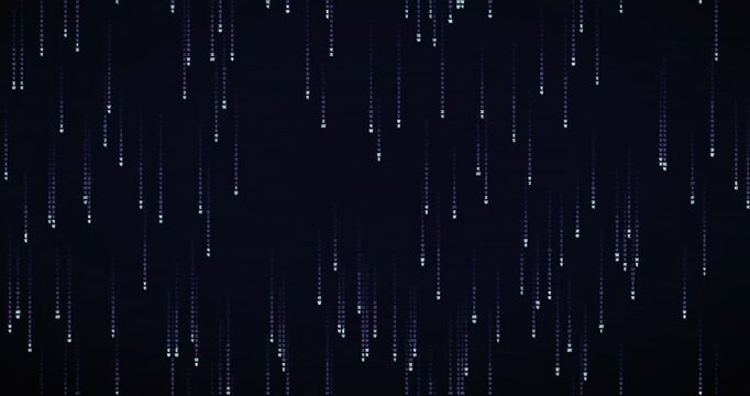 Devanagari characters cascade down in a 4K animation with a deep violet code rain background.