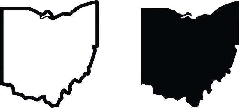 Ohio state outline icon, black silhouette geographic shape for United States location mapping travel navigation regional identity cartography education and state branding