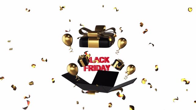 Black Friday Surprising Box with Falling Confetti