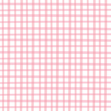 Seamless Pink Plaid Gingham Pattern Background.

