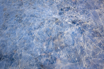 Cracked Thin Ice Surface Texture in Cold Winter Light © Daniel_C