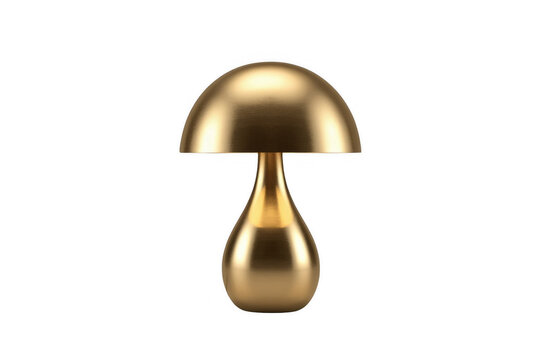 Golden mushroom shaped table lamp on transparent background