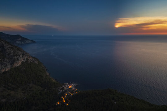 Total eclipse of the Sun obscured by Cloud over sea