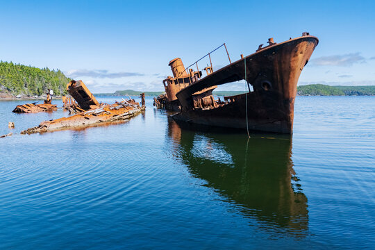 Rusting wreck of HMS Calypso near embree, Newfoundland & labrador