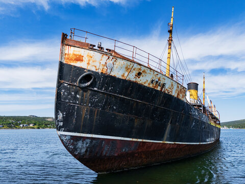 Rusting SS Kyle shipwreck at harbour grace, Newfoundland