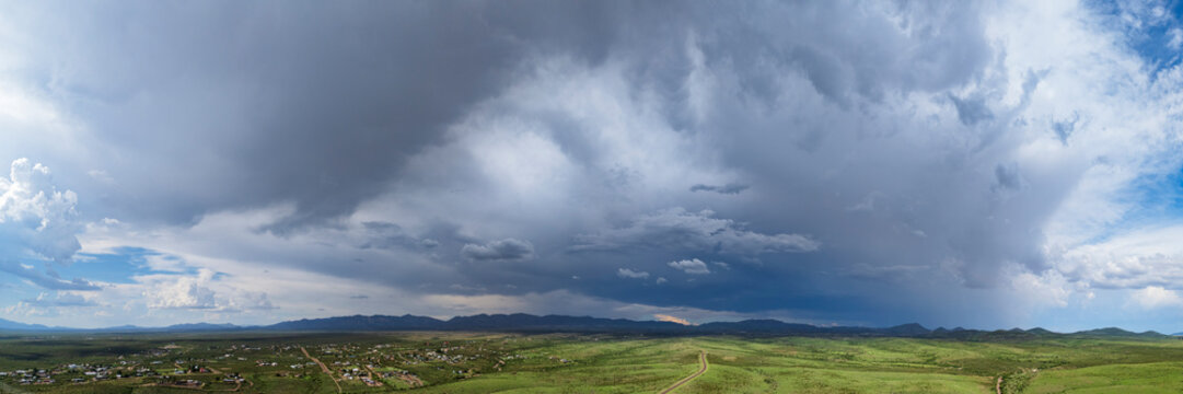 Storm clouds and Monsoon Greenery near Tombstone, arizona
