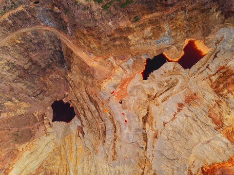 Bisbee copper mine open pit at dusk in Arizona