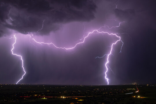 Lightning strikes near our lady of the sierras in sierra vista