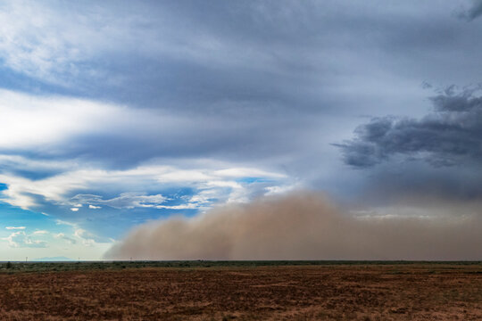 Haboob Dust Storm rolling across rodeo Arizona landscape