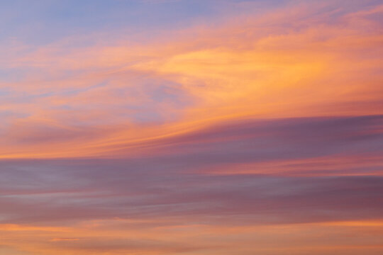 Sunset sky with colorful clouds over erg lehoudi
