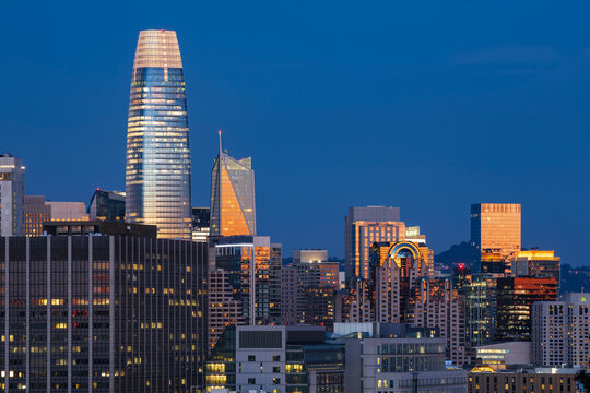 Skyline of Downtown San Francisco at Sunrise