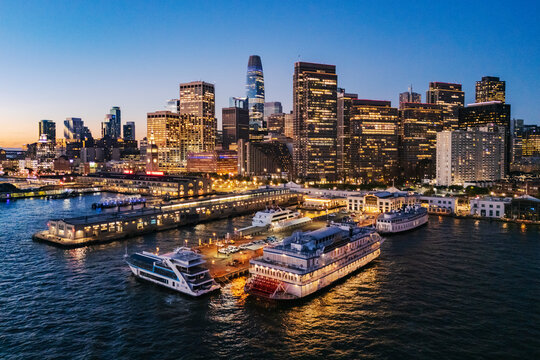 San Francisco Skyline with the Embarcadero waterfront and pier 7