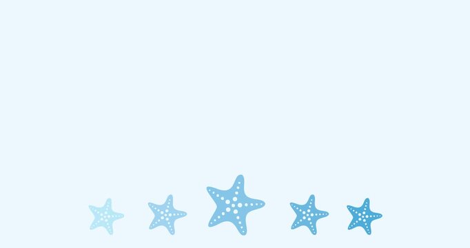 Vector animation of a starfish ornament decoration on a light blue background with copy space