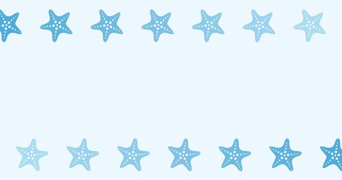 Vector animation of a starfish ornament decoration on a light blue background with copy space