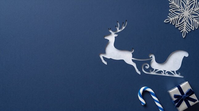 White reindeer and sleigh with festive ornaments during winter holidays
