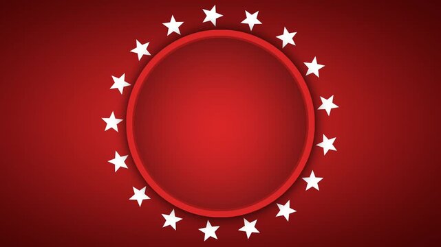 Red Circle Badge with Rotating Stars Animation, Empty Label Frame for Sale and Award Template