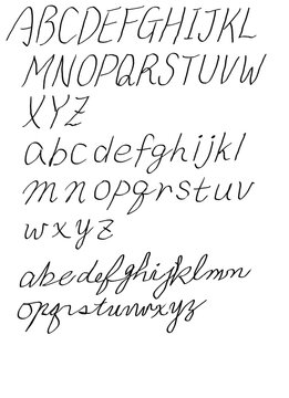 Hand Drawn English Alphabet A to Z in Expressive Freehand Script Lettering