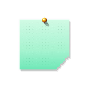 Mint green dot grid sticky note with yellow pushpin vector