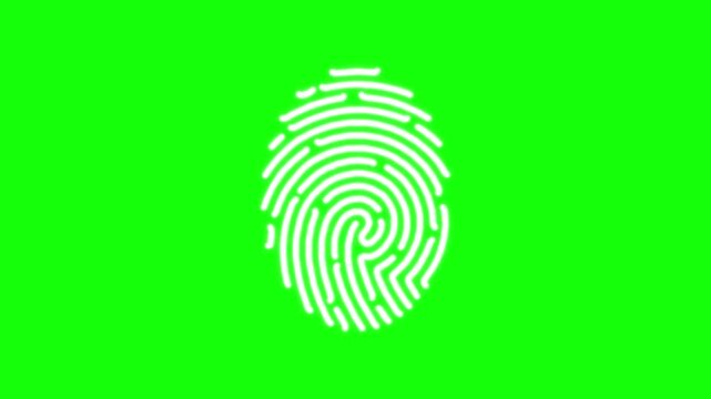 Digital white fingerprint scanning animations on green screen