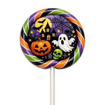 Halloween lollipop with ghost and haunted house